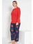 Kadın Kırmızı Renkli Kisses ve Dudak Baskılı Uzun Kollu Pijama Takımı B-50 3