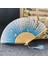 Yelpaze Bambu Vintage Mavi Kelebekli Bahar Dalı Desenli Şık Püsküllü Japon Yelpaze 0396 2