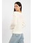 Rtd&vld Kadın Vita S-145 Pearl Kayık Yaka Incili Ajurlu Triko Kazak Ekru 2