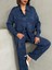 Kadın Leopar Desenli Oversize Saten Takım 5