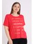 Nar Kısa Kollu Baskılı Kadın Büyük Beden Rahat Kalıp T-Shirt 1