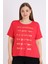 Nar Kısa Kollu Baskılı Kadın Büyük Beden Rahat Kalıp T-Shirt 2