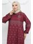 Tuğra Detaylı Desenli Elbise 0039-01 Gül Kurusu 3