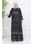 Tuğra Detaylı Desenli Elbise 0039-03 Antrasit 1