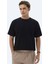 Siyah Jakarlı Bisiklet Yaka Pamuk Karışımlı T-Shirt 5