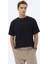 Siyah Jakarlı Bisiklet Yaka Pamuk Karışımlı T-Shirt 1