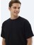 Siyah Jakarlı Bisiklet Yaka Pamuk Karışımlı T-Shirt 2
