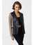 Indigo Jane Blazer Kumaş Garnili Kadın Hakiki Deri Ceket 2
