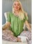Koyu Yeşil Florado Exclusive Önden Düğmeli Kısa Kollu Kadın Pijama Takımı 1