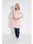 Kadın Pembe Renkli Bol Kesim Bisiklet Yaka Truvakar Kol Tunik T-408 1