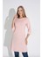 Kadın Pembe Renkli Bol Kesim Bisiklet Yaka Truvakar Kol Tunik T-408 4