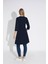 Kadın Lacivert Renkli Bol Kesim Bisiklet Yaka Truvakar Kol Tunik T-407 1