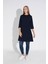 Kadın Lacivert Renkli Bol Kesim Bisiklet Yaka Truvakar Kol Tunik T-407 2