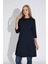 Kadın Lacivert Renkli Bol Kesim Bisiklet Yaka Truvakar Kol Tunik T-407 4