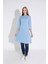 Kadın Mavi Renkli Bol Kesim Bisiklet Yaka Truvakar Kol Tunik T-400 4