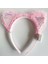 Kenarları Dantelli Pembe Pullu Payetli LED Işıklı Kedi Kulak Taç 17 x 19 cm 1