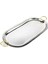 Benim Evim Sizin Yansımanız Gümüş Gold Renk Oval Tepsi 57X25CM Dekoratif Hediyelik Kulplu 1 Adet 1