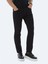 Siyah Düz Dokuma Slim Fit Casual Pamuk Karışımlı Pantolon 1