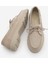 Kadın Hakiki Deri Bağlamalı Loafer Günlük Ayakkabı Enita Bej Süet 9
