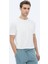 Beyaz Bisiklet Yaka Pamuk Karışımlı T-Shirt 4