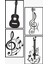 Dekoratif 4 Parça Gitar Figürlü 3mm Mdf Duvar Tablosu 1