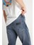 %100 Pamuk Frank Relaxed Fit Geniş Kesim Açık Gri Jean Denim Pantolon 5