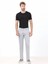 Açık Gri Düz Dokuma Slim Fit Casual Pamuk Karışımlı Pantolon 3