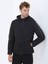 Siyah Regular Fit Kapüşonlu Casual Dokuma Mont 1