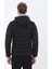 Siyah Regular Fit Kapüşonlu Casual Dokuma Mont 5