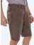 Kahverengi Dokuma Carrot Fit Casual Bermuda 3
