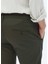 Haki Düz Dokuma Regular Fit Casual Pamuk Karışımlı Pantolon 5