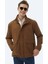 Açık Kahve Oversize Fit Dik Yaka Casual Dokuma Mont 1