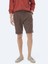 Kahverengi Dokuma Carrot Fit Casual Bermuda 2