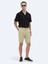 Yağ Yeşili Dokuma Slim Fit Casual Bermuda 1