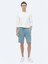 Mavi Düz Örme Jogging Fit Casual Bermuda 1