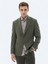 Yeşil Düz Comfort Fit Yün Karışımlı Ceket 1