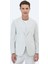 Ekru Çizgili Slim Fit Pamuk Karışımlı Takım Elbise 1