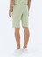 Açık Yeşil Düz Örme Jogging Fit Casual Bermuda 5