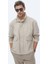 Bej Oversize Fit Dik Yaka Casual Dokuma Mont 1