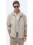 Bej Oversize Fit Dik Yaka Casual Dokuma Mont 2