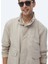 Bej Oversize Fit Dik Yaka Casual Dokuma Mont 3