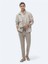 Bej Oversize Fit Dik Yaka Casual Dokuma Mont 4