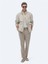 Bej Oversize Fit Dik Yaka Casual Dokuma Mont 5