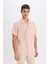 Relax Fit Polo Yaka Keten Görünümlü Yazlık Kısa Kollu Gömlek E1230AX25SM 3