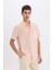 Relax Fit Polo Yaka Keten Görünümlü Yazlık Kısa Kollu Gömlek E1230AX25SM 4