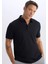 Slim Fit Dar Kesim Polo Yaka Pamuklu Kısa Kollu Siyah Tişört X2594AZ25SP 1