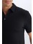Slim Fit Dar Kesim Polo Yaka Pamuklu Kısa Kollu Siyah Tişört X2594AZ25SP 5