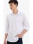 Regular Fit Polo Yaka Keten Yazlık Uzun Kollu Beyaz Gömlek E1729AX25SP 1