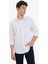 Regular Fit Polo Yaka Keten Yazlık Uzun Kollu Beyaz Gömlek E1729AX25SP 3