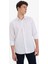 Regular Fit Polo Yaka Keten Yazlık Uzun Kollu Beyaz Gömlek E1729AX25SP 4